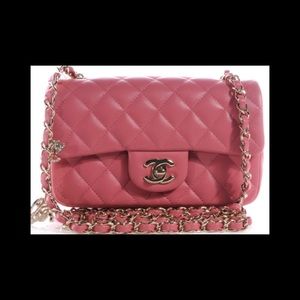 CHANEL Lambskin Valentine Charms Mini Flap Pink